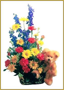 Bear and Flowers Basket