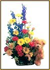 Send Bear and Flowers Basket