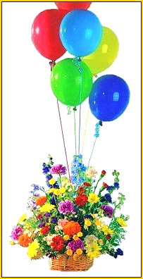 Balloons and Flowers Basket
