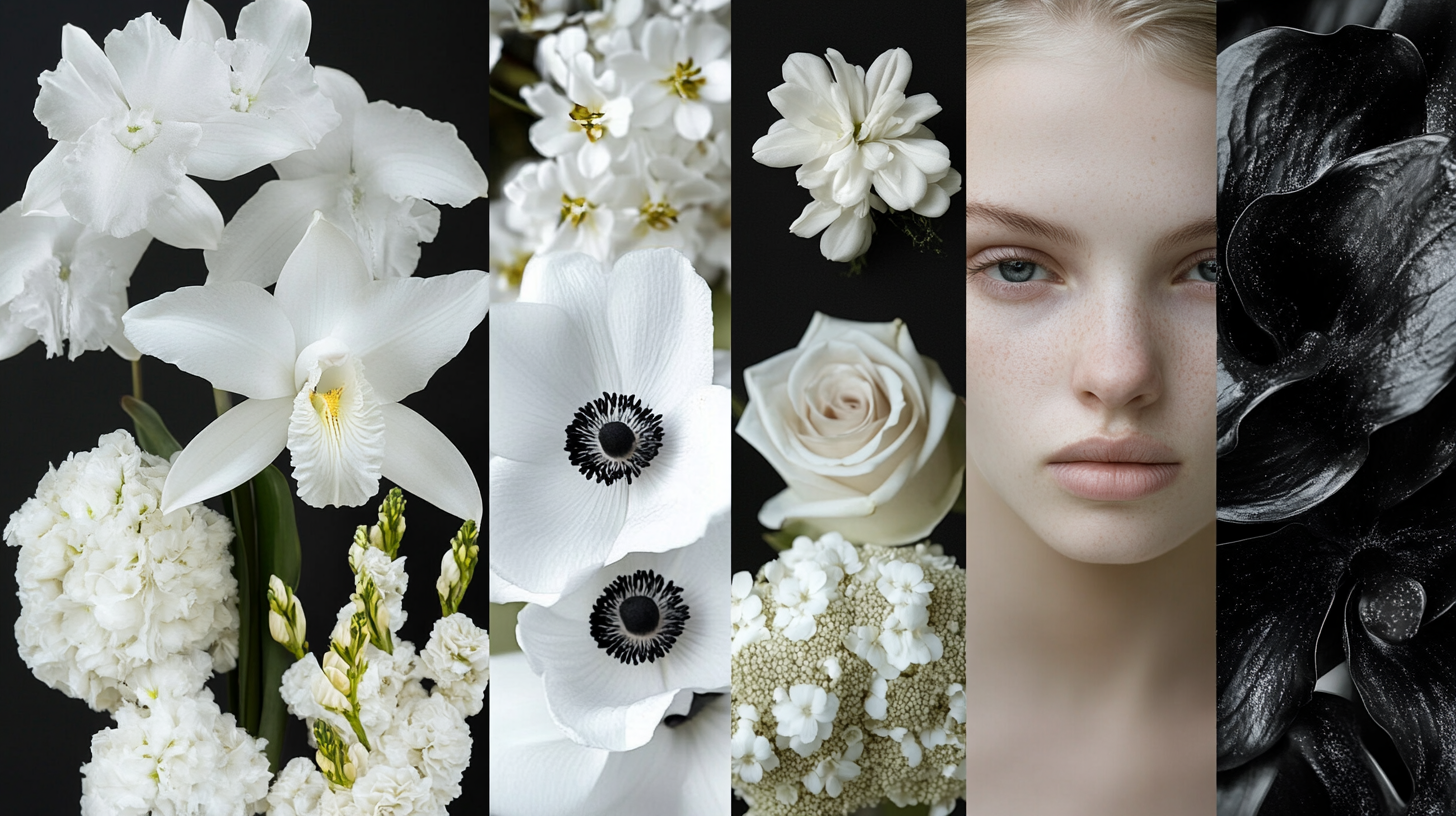 black and white flowers