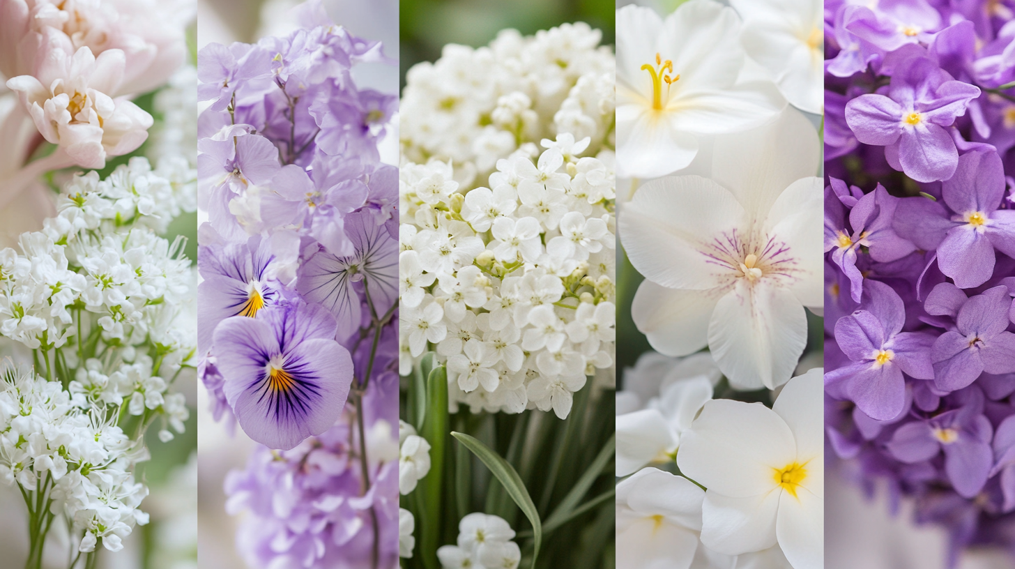 purple and white flowers