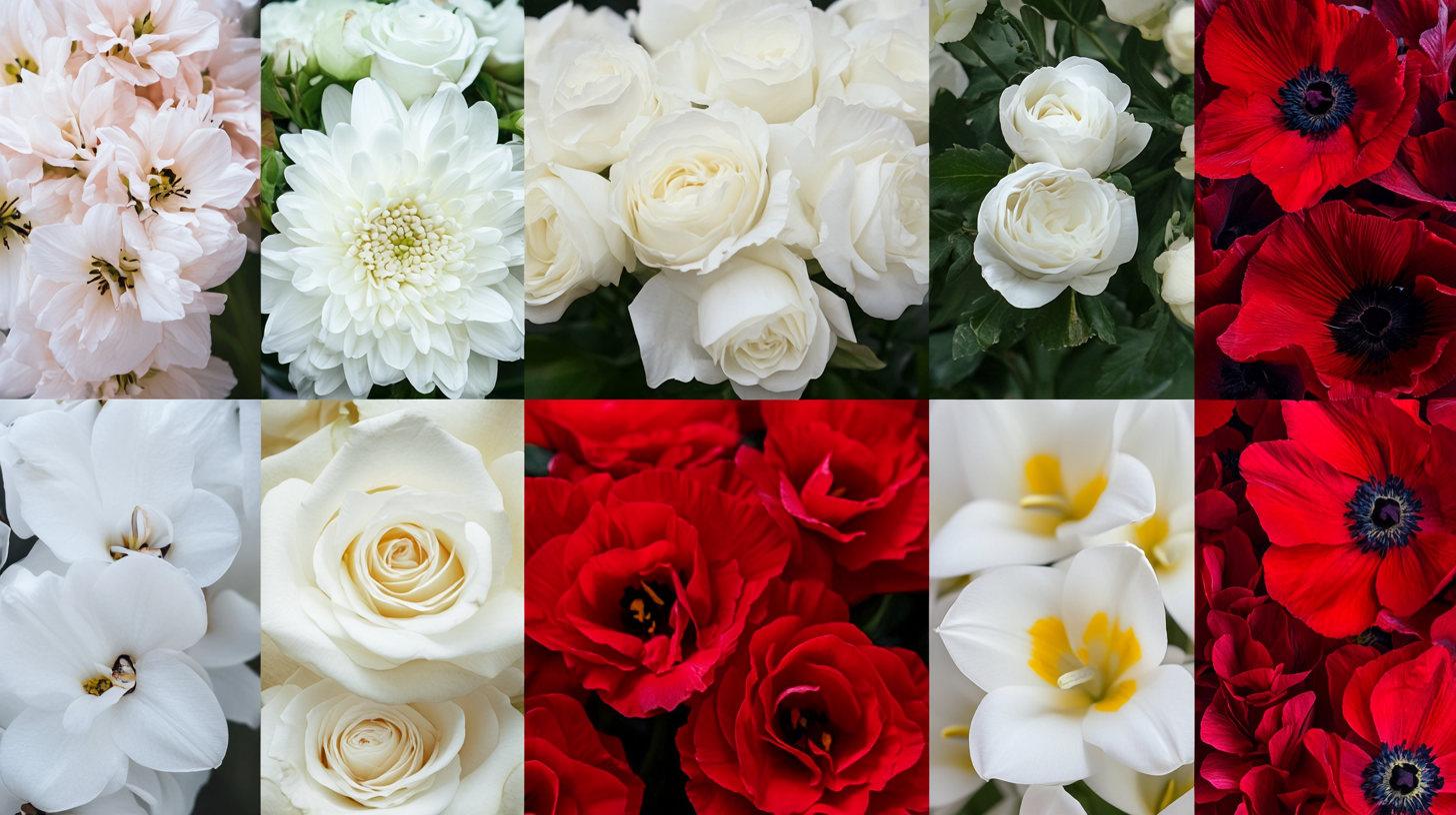 white and red flowers