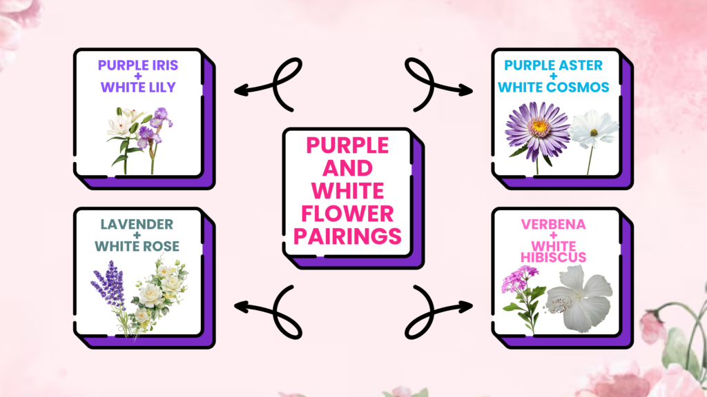 Purple and white flower pairings